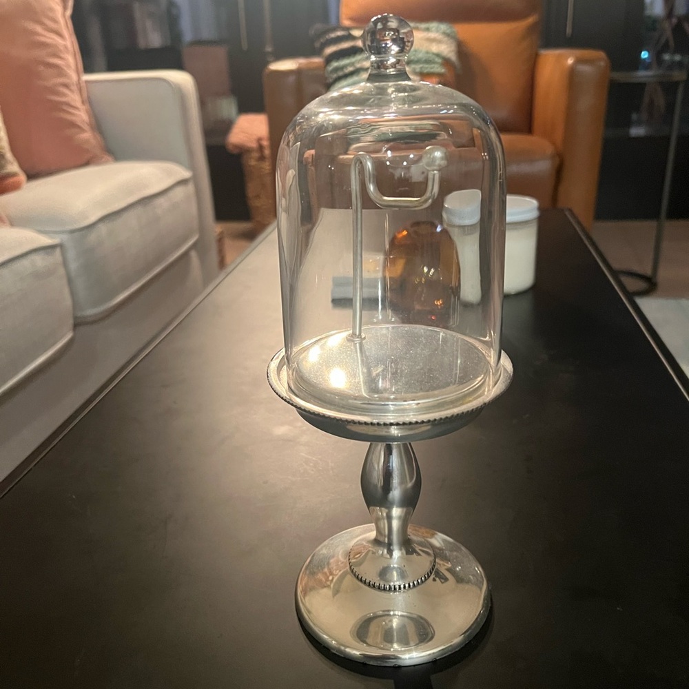 Elegant Silver Glass Cloche Display Stand